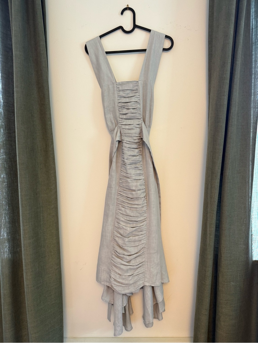 Ruched Front Sleeveless Women’s Dress in Light Gray